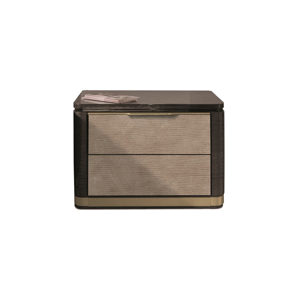 MESITA DE NOCHE (Tapa madera & Frente piel)