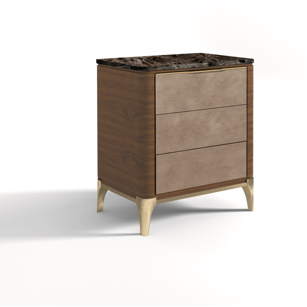 MESITA DE NOCHE (Mármol & Frente piel)