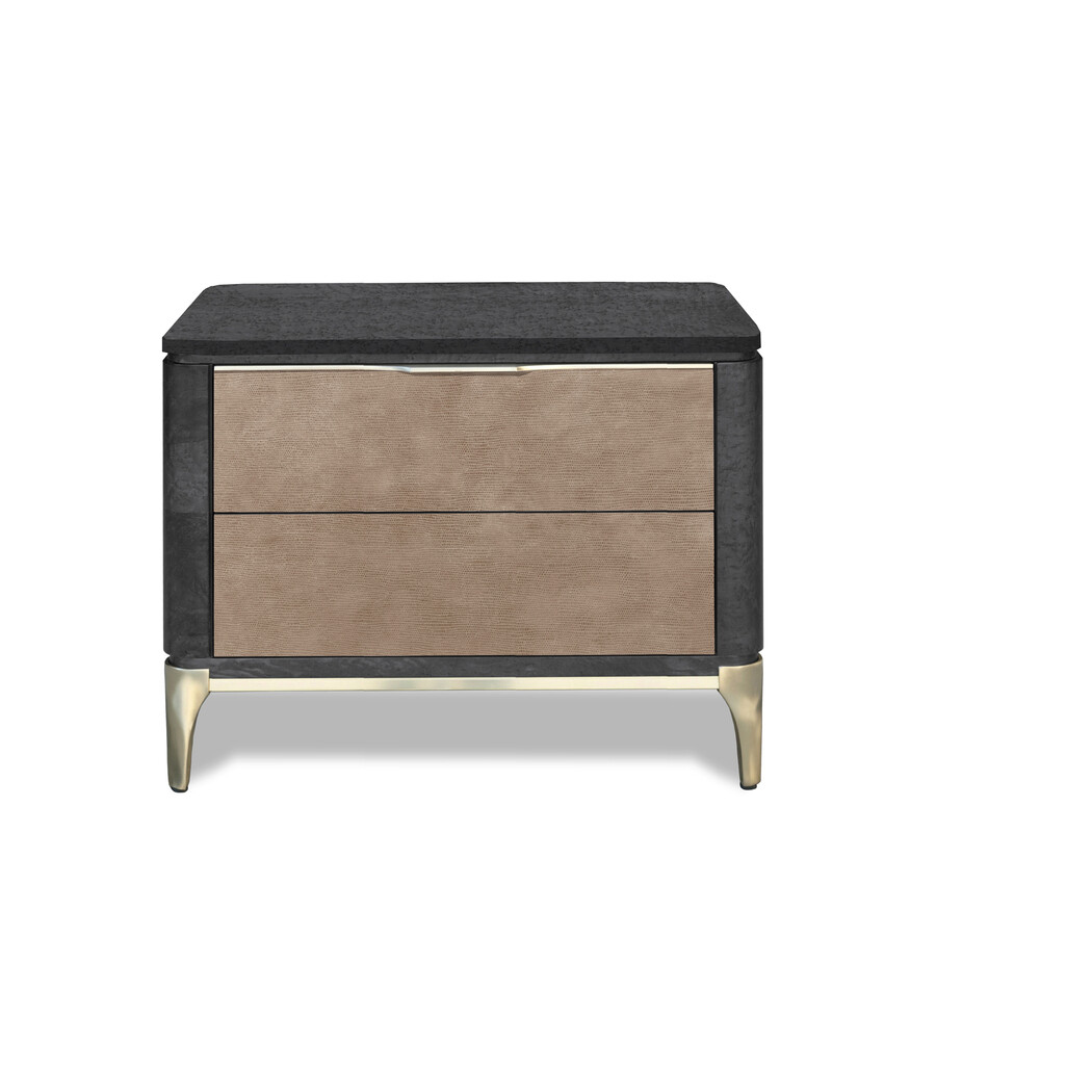 MESITA DE NOCHE (Tapa madera & Frente piel)