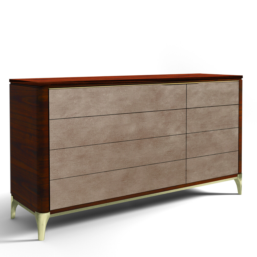 DOUBLE DRESSER (Wooden top & Leather front)