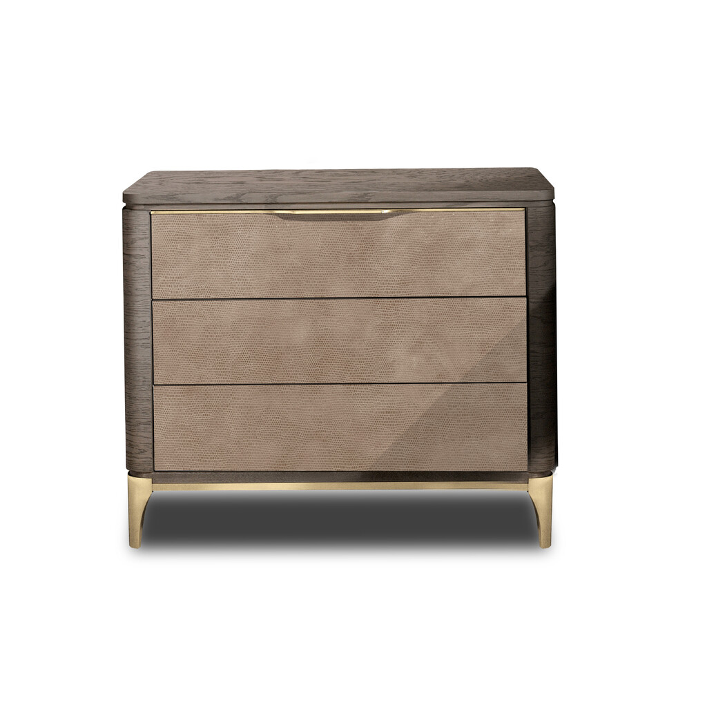 MESITA DE NOCHE (Tapa madera & Frente piel)