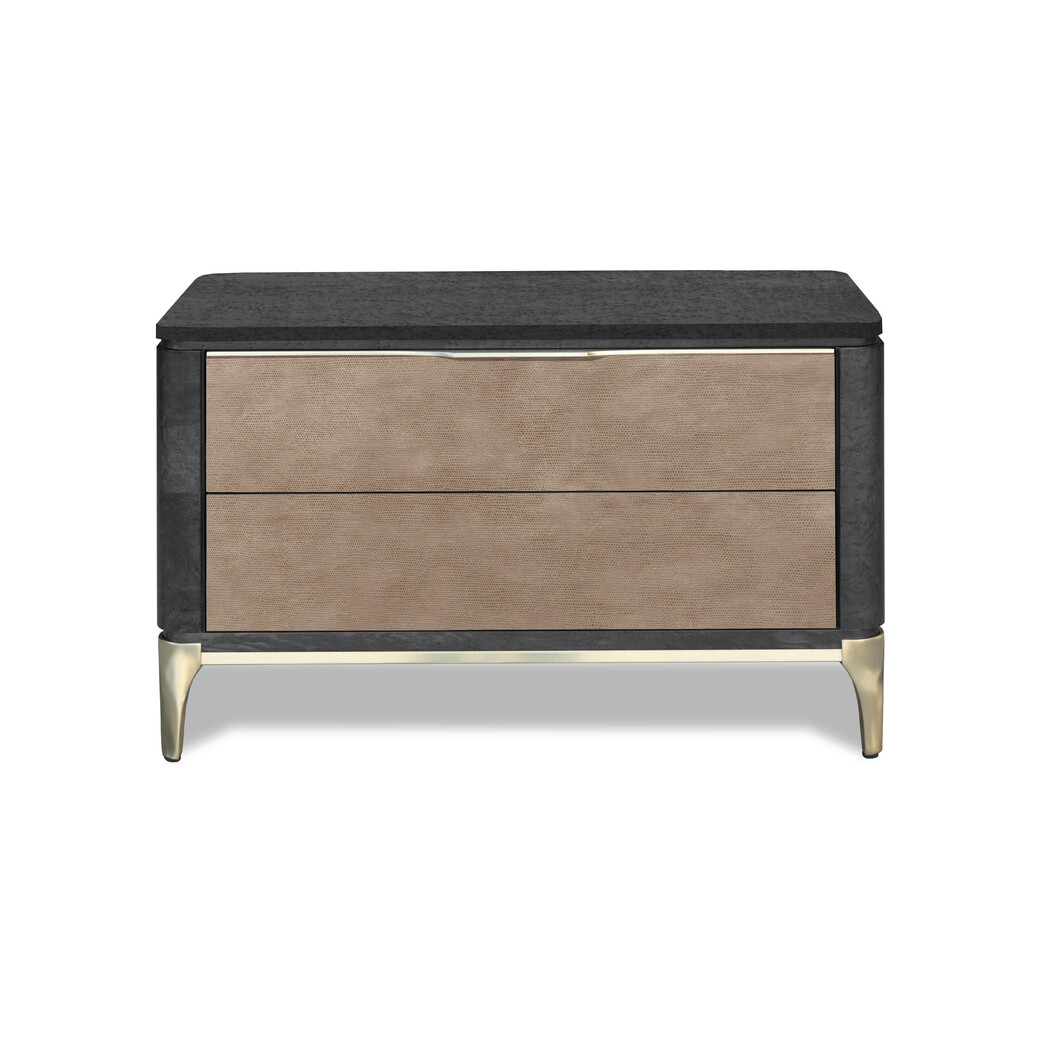 MESITA DE NOCHE (Tapa madera & Frente piel)